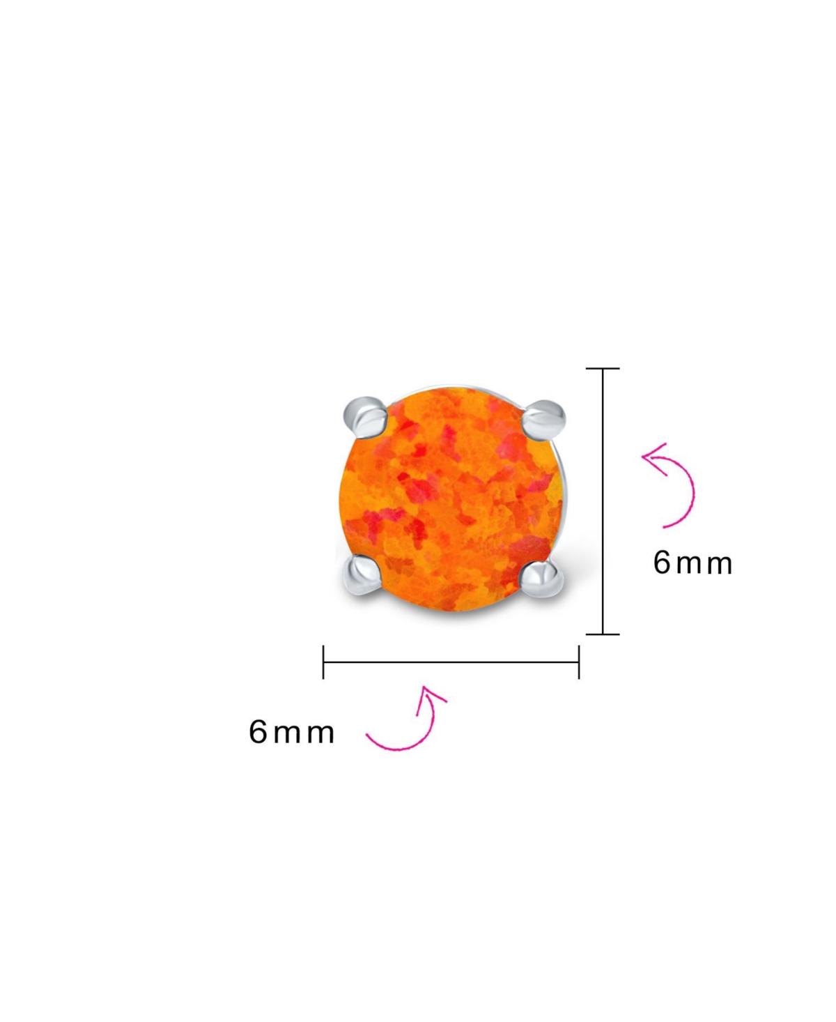 Bling Jewelry 1CT Lab Created IridescentSynthetic Fire Opal Round Solitaire Stud Earrings For Women Sterling Silver 6MM 4 Prong Basket Set - O