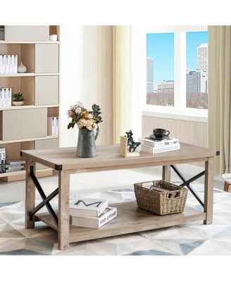 43.5'' Rustic Coffee Table Farmhouse Cocktail Table