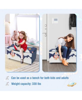 Kids Upholstered Storage Ottoman Bench Versatile Toy Chest Footrest Stool