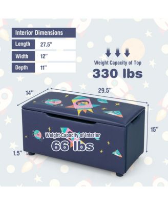 Kids Upholstered Storage Ottoman Bench Versatile Toy Chest Footrest Stool