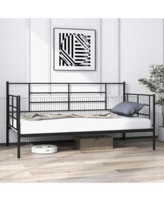 Twin Size Metal Daybed Sofa Bed Frame with Armrests and Backrest