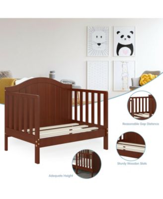 Classic Wooden Toddler Bed with 2 Guardrails, Converts for Growing Kids