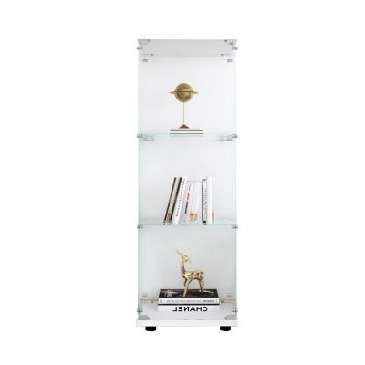 White Glass Display Cabinet with 3 Shelves