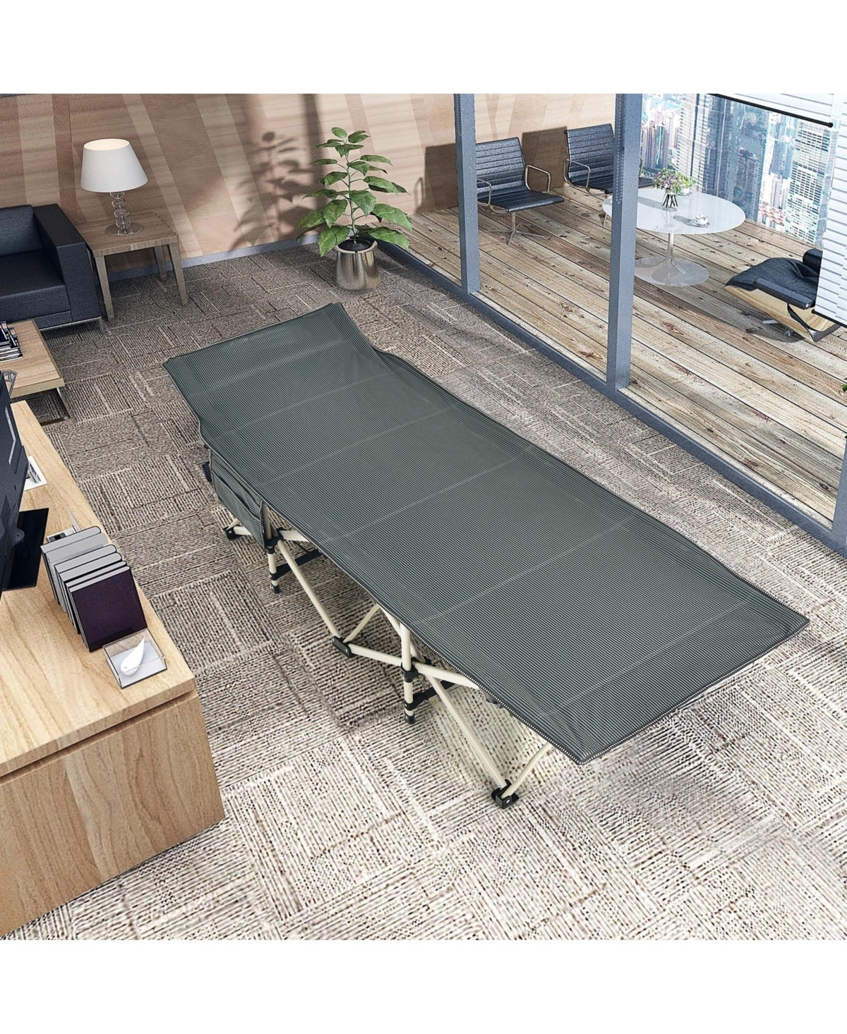 Slickblue 28.5 Inch Extra Wide Sleeping Cot for Adults with Carry Bag-Blue