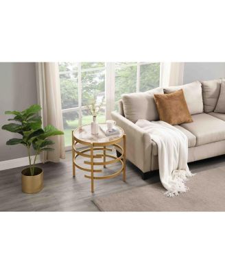 Streamdale Pandora Stone Modern Side Table (Golden