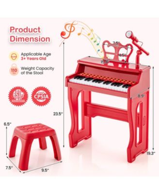 37 Keys Music Piano with Microphone Kids Piano Keyboard with Detachable Music Stand