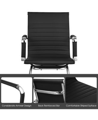 Set of 2 PU Leather Sled Metal Base Armless Reception Guest Chairs