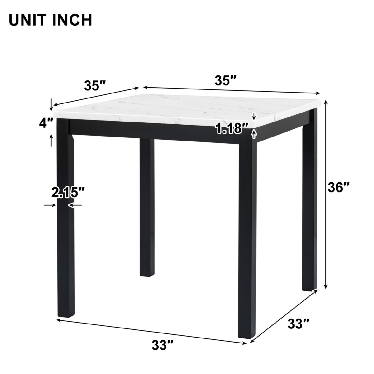 Streamdale Furniture 5-Piece Counter Height Dining Table Set -Velvet Chairs - Blue