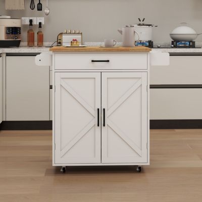 Rolling Kitchen Trolley Cart with Shelves & Towel Rack