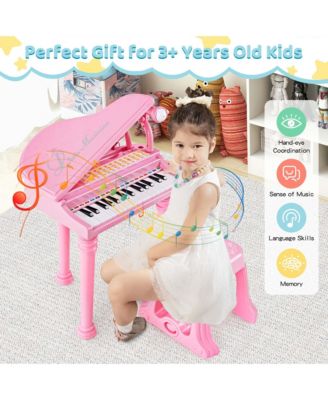31 Keys Kids Piano Keyboard Toy Toddler Musical Instrument with Stool & Microphone