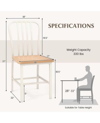 Dining Chairs Set of 2 High Back Navy Chairs Metal Frame Footrests Kitchen