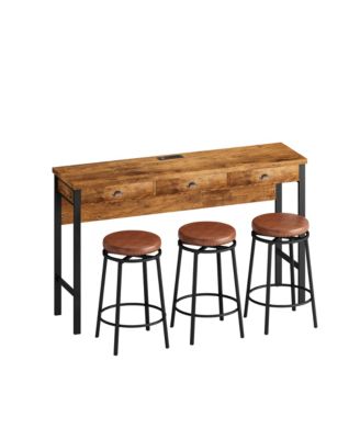 Streamdale 3-Drawer Dining Table Set with Outlets & Bar Stools