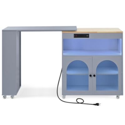 Streamdale Portable Kitchen Island with LED Lights & Storage