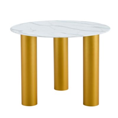 Streamdale 40" Round White Dining Table, Golden Legs