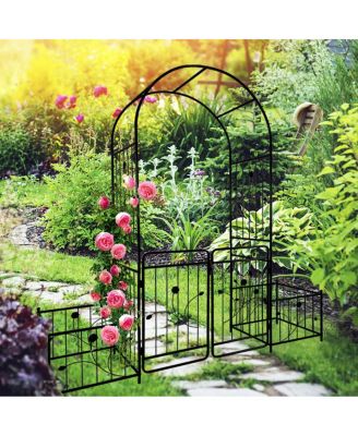 Metal Garden Arch with Gate, 79.5" W x 86.6" H