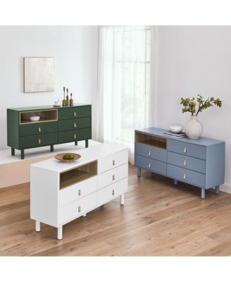 Multifunctional 5-drawer cabinet with leather handles