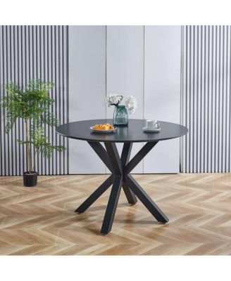 Mid-Century Black Dining Table for 4-6 People