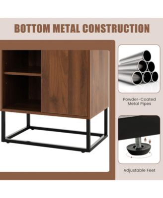 Wine Storage Cabinet Buffet Sideboard with Adjustable Shelf and Sliding Door