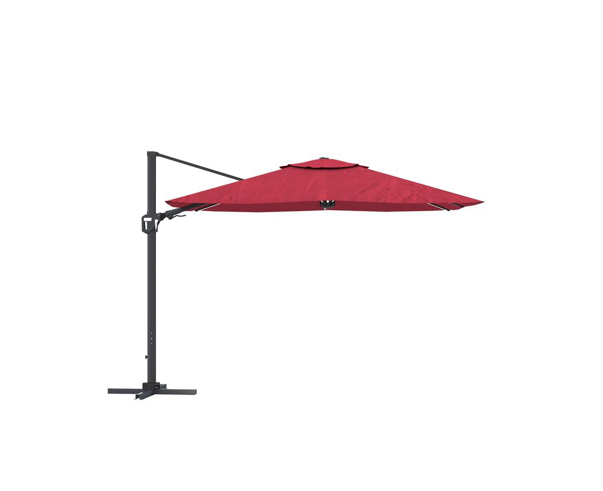 11 Ft Square Led Solar Cantilever Umbrella for Outdoor Patio, Gray - Gray
