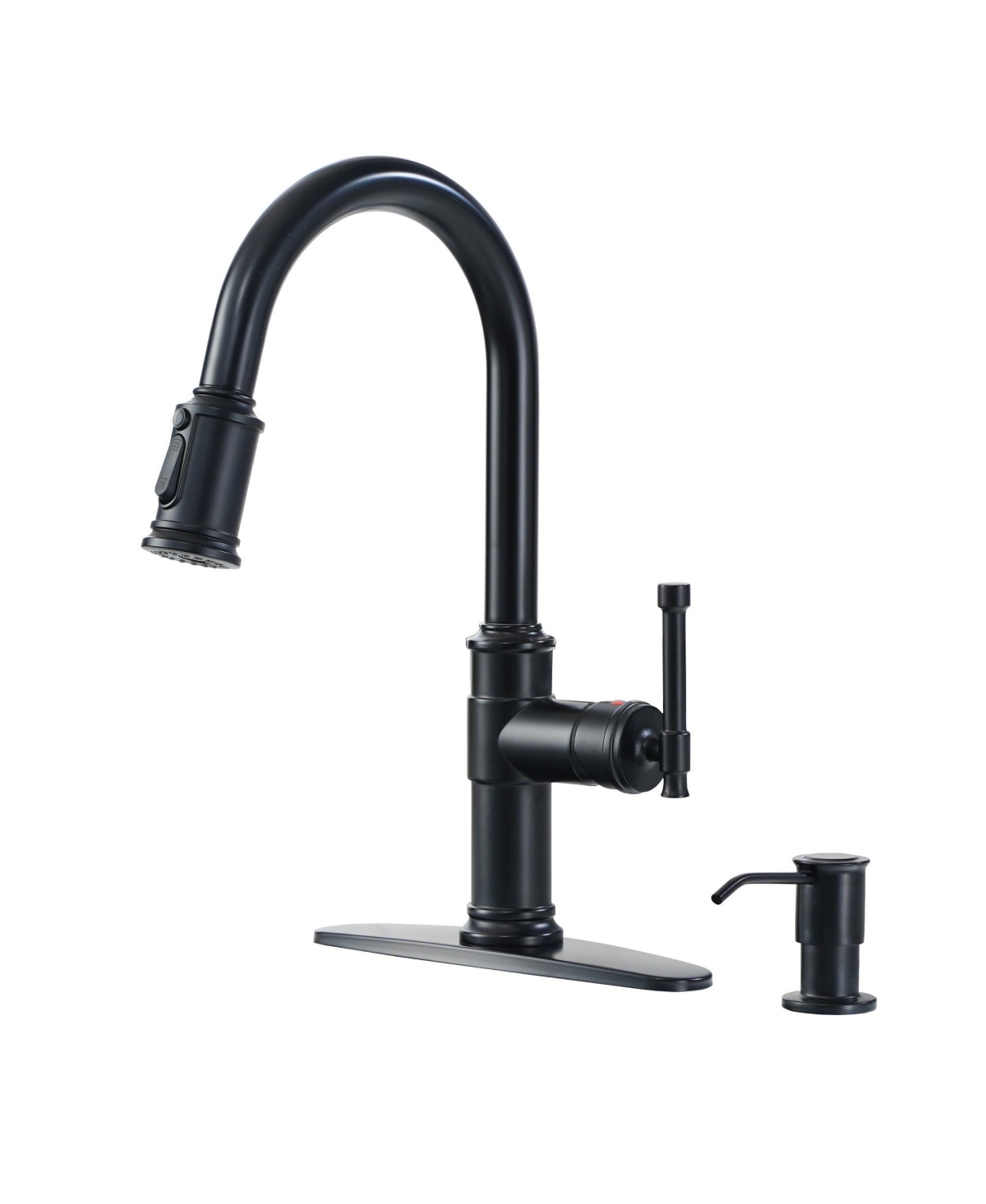 Pull-out Kitchen Faucets Single Hole Kitchen Faucets with Soap Dispenser - Matte black