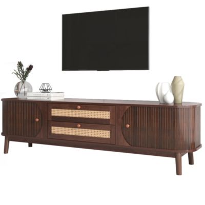 Streamdale 75" Rattan TV Stand, Modern Farmhouse Console
