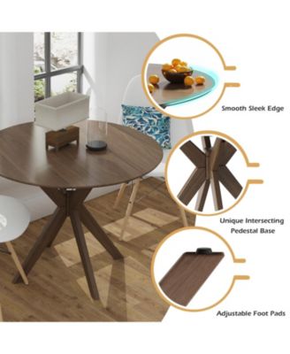 36 Inch Round Wood Dining Table with Intersecting Pedestal Base