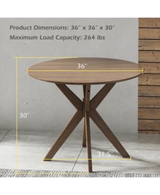 36 Inch Round Wood Dining Table with Intersecting Pedestal Base