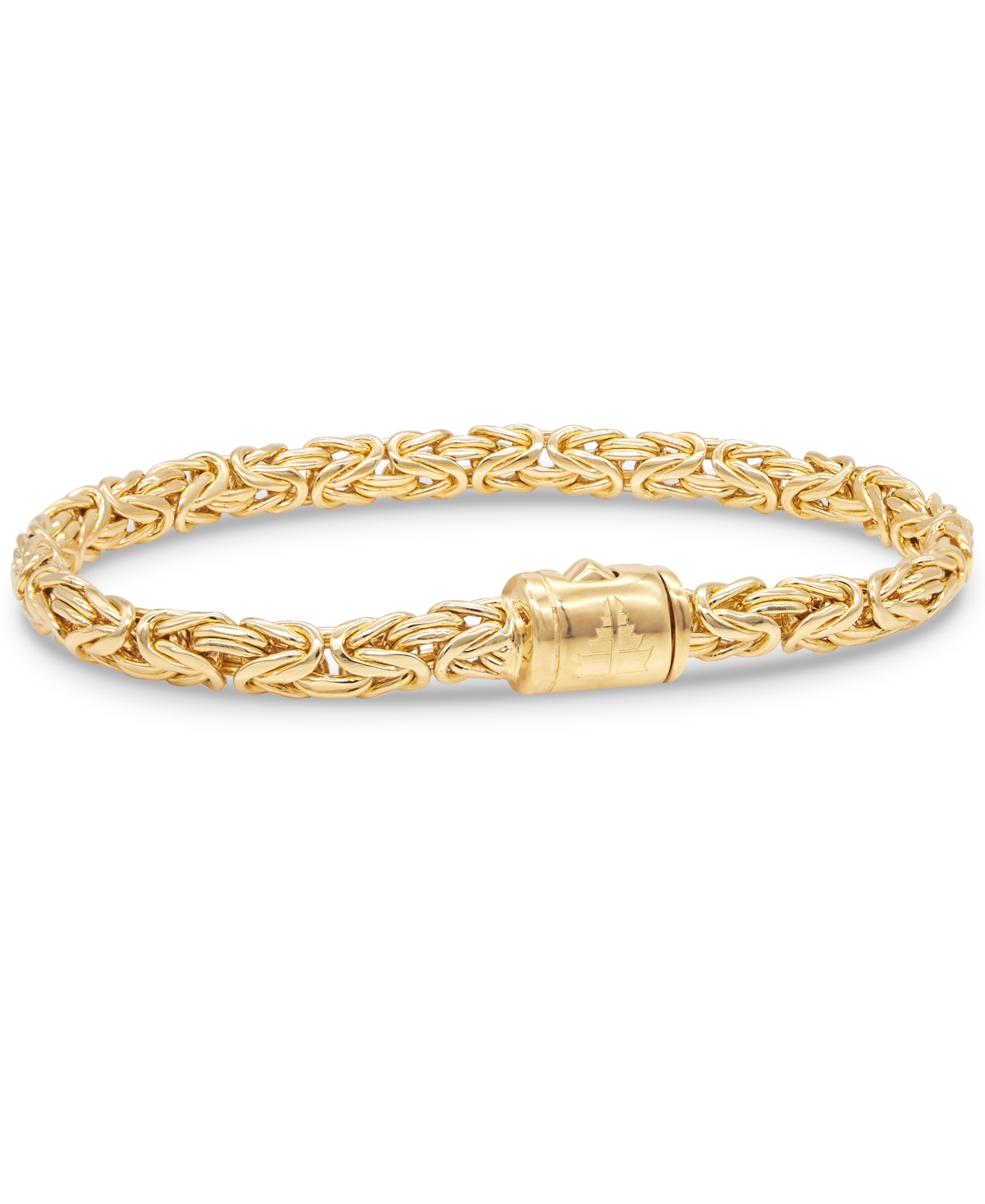 Gold Plated Borobudur Oval 6mm Chain Bracelet in Sterling Silver - Gold
