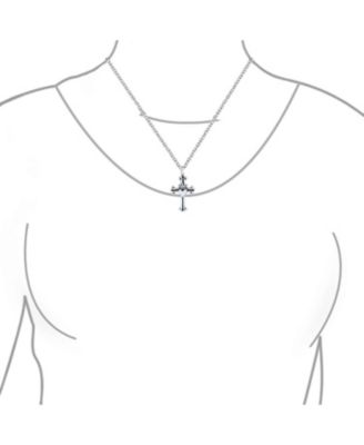 Ancient Saint James Fleur De Lis Cross Pendant Necklace in Oxidized Silver