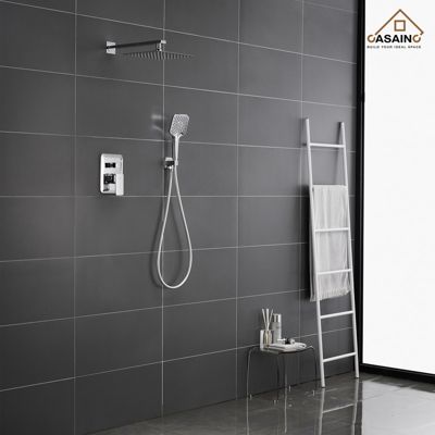 10 Inch Wall Mounted Square Shower System Set with Handheld Spray