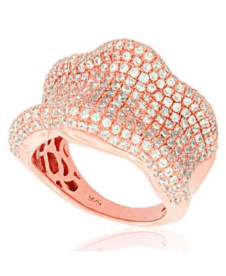 Sterling Silver Cubic Zirconia Wavy Curved Ring