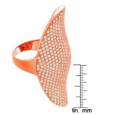 Suzy Levian Sterling Silver Cubic Zirconia Full Finger Knuckle Ring