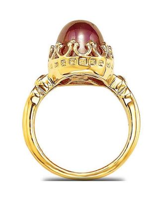 Suzy Levian Sterling Silver Cubic Zirconia Purple Cabochon Cocktail Ring