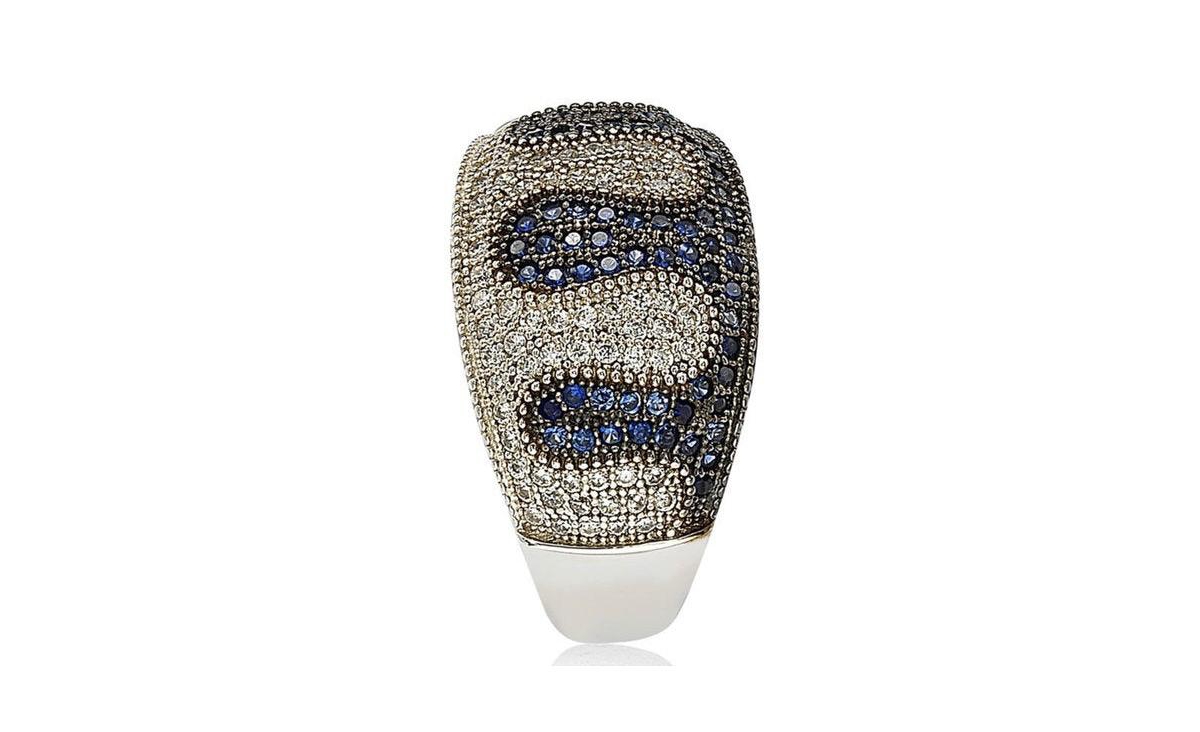 Suzy Levian New York Suzy Levian Sterling Silver Cubic Zirconia PaveWave Ring - Blue