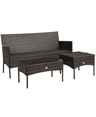3 Pieces Patio Furniture Conversation Sets with 5 Cozy Cushions