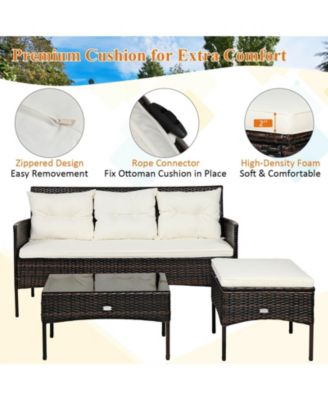 3 Pieces Patio Furniture Conversation Sets with 5 Cozy Cushions