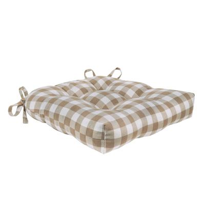 Country Living Gingham Plaid Checkered Country Farmhouse Chair Cushion Pads - 4 Piece