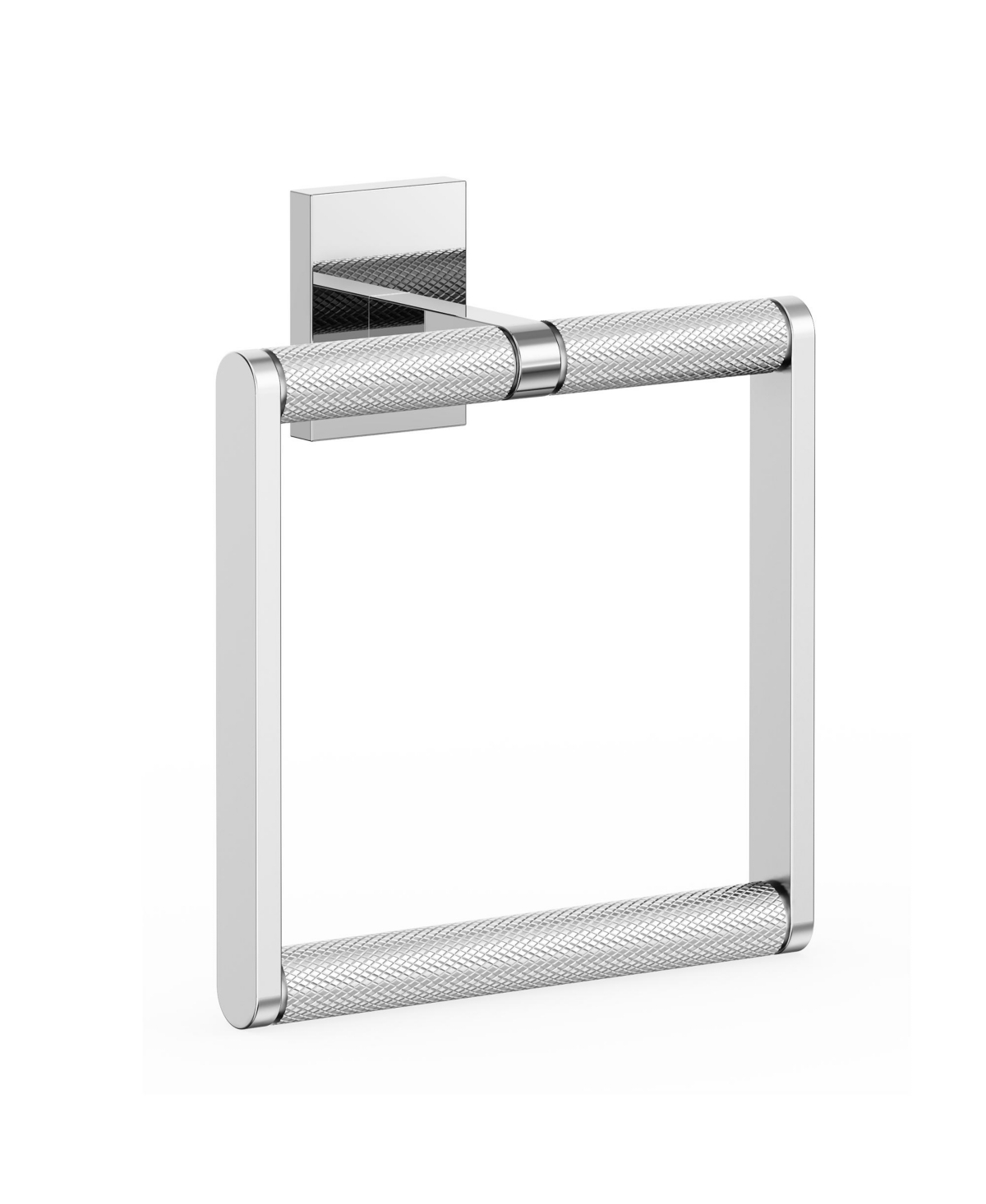 Wall Mounted Towel Ring with Embossing in Chrome - Silver