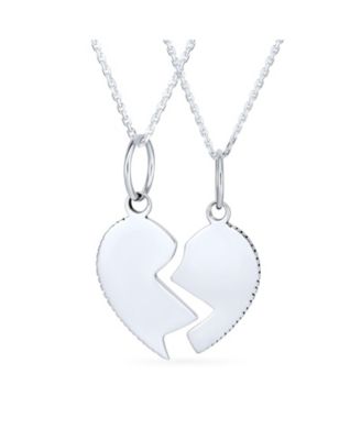 Split Heart Puzzle Pendant Necklace for Grandma & Granddaughter Sterling Silver