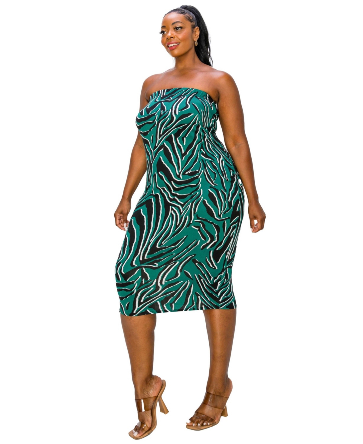 L I V D Plus Size Kiko Zebra Print Tube Dress
