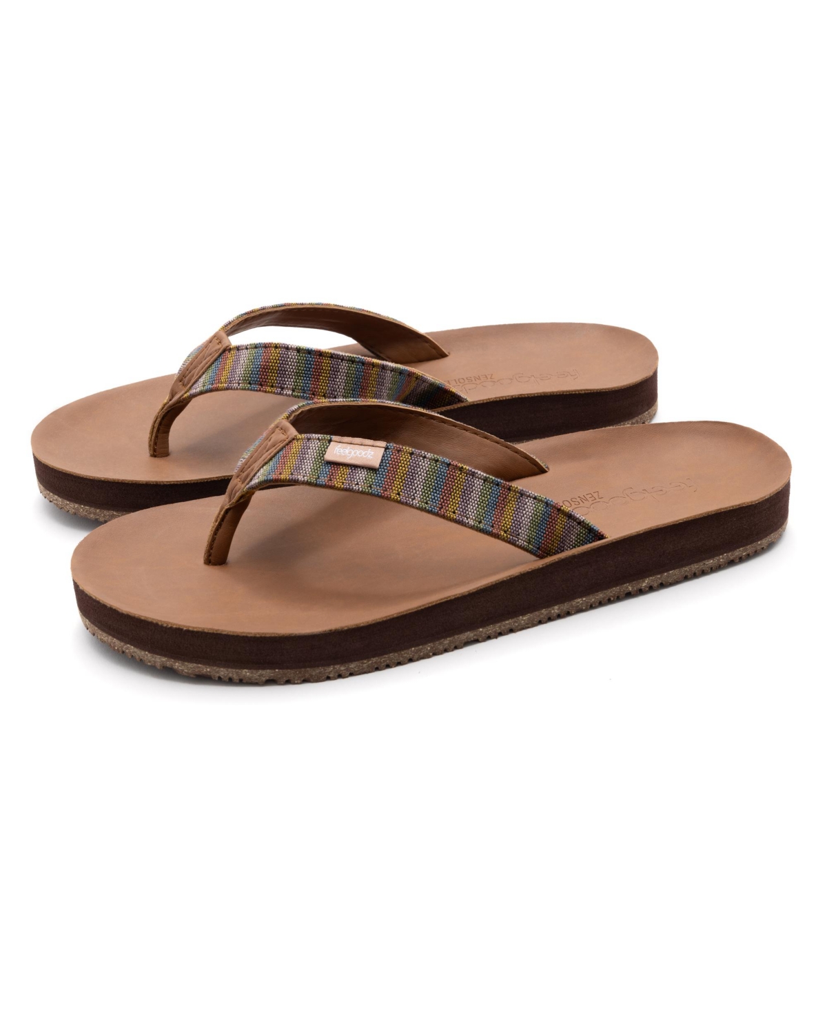 Feelgoodz Women's Zensole Slim Kinderz Woven Strap Faux Leather Flip-Flop Thong Sandals