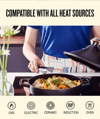 Cast Iron 3Qt Tagine Pot – Enameled, Nonstick, Oven & Induction Safe, PFAS/PFOA/PTFE-Free