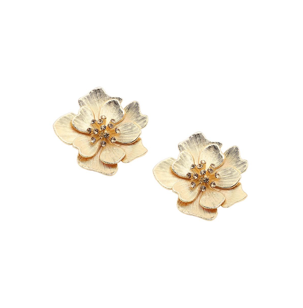 Sohi Flower Stud Earrings In Gold