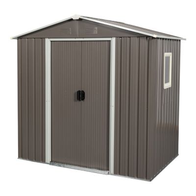 6FT X 5FT Outdoor Metal Storage Shed Gray With Window