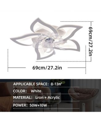 27In Ceiling Fan With Lights Remote Contro Dimmable Led, 6 Gear Wind Speed Fan Light