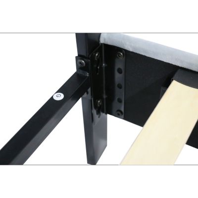  Gray Upholstered Queen Platform Bed - No Box Spring Needed