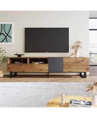 80" TV Stand with Double Storage & Drop Down Door