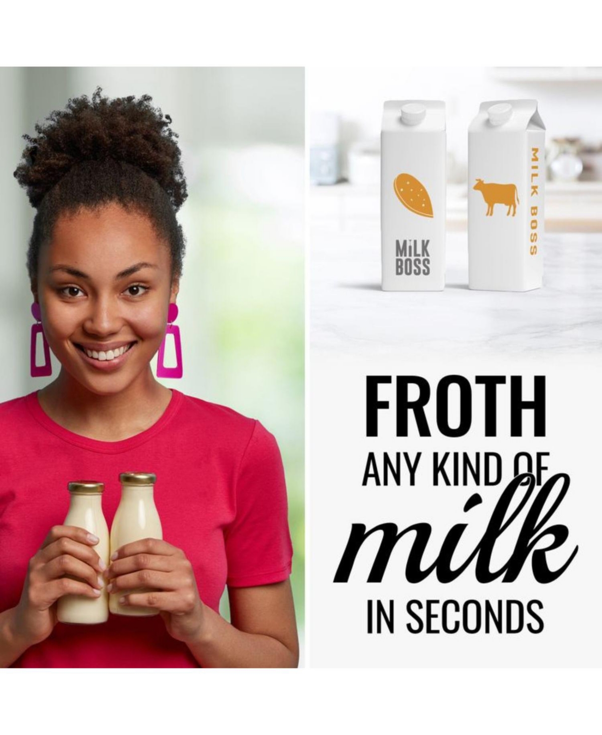 Double Whisk Milk Frother for Coffee With Upgraded Holster Stand