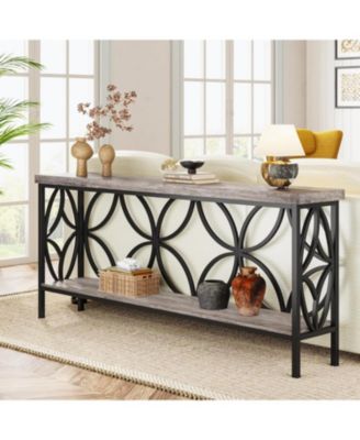70.9-Inch Narrow Sofa Table, Industrial Long Sofa Table, Entry Console Table with Storage for Entryway, Living Room, Foyer, Unique Design