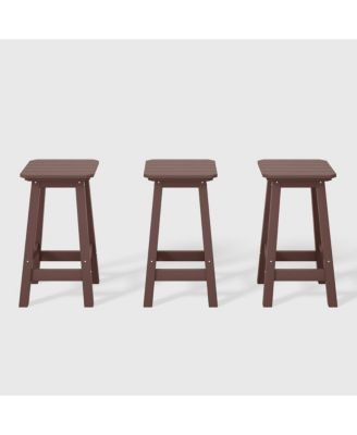 24" HDPE Outdoor Patio Counter High Backless Square  Set of 3
